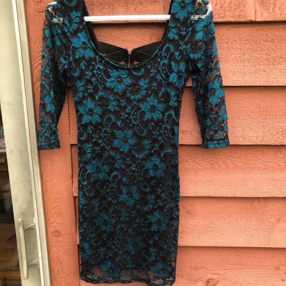 Dress Formal Teal Homecoming Lace - Picture 6 of 6
